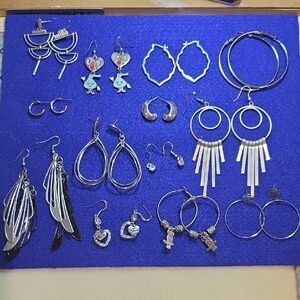 13 Pair Silver Earrings Set